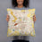 Person holding 18x18 Custom Muncie Indiana Map Throw Pillow in Woodblock