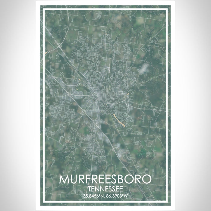 Murfreesboro Tennessee Map Print Portrait Orientation in Afternoon Style With Shaded Background