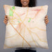 Person holding 22x22 Custom Murfreesboro Tennessee Map Throw Pillow in Watercolor