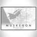Muskegon Michigan Map Print Landscape Orientation in Classic Style With Shaded Background