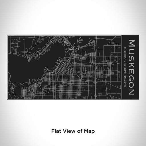 Rendered View of Muskegon Michigan Map Engraving on 17oz Stainless Steel Insulated Cola Bottle in Black