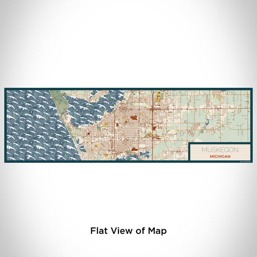 Flat View of Map Custom Muskegon Michigan Map Enamel Mug in Woodblock