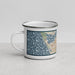 Left View Custom Muskegon Michigan Map Enamel Mug in Woodblock