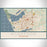 Muskegon Michigan Map Print Landscape Orientation in Woodblock Style With Shaded Background