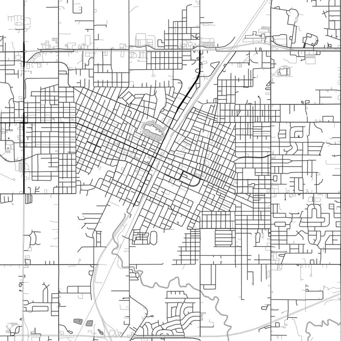 Muskogee Oklahoma Map Print in Classic Style Zoomed In Close Up Showing Details