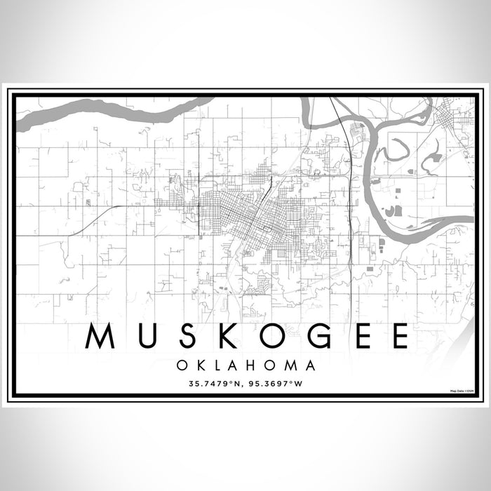 Muskogee Oklahoma Map Print Landscape Orientation in Classic Style With Shaded Background