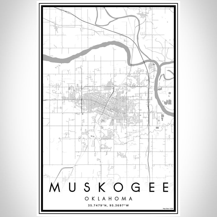 Muskogee Oklahoma Map Print Portrait Orientation in Classic Style With Shaded Background