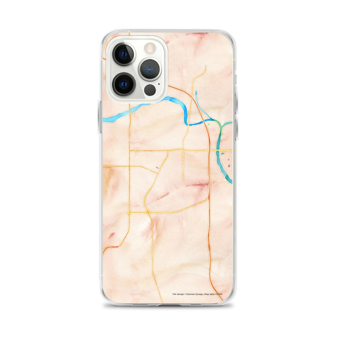Custom Muskogee Oklahoma Map iPhone 12 Pro Max Phone Case in Watercolor