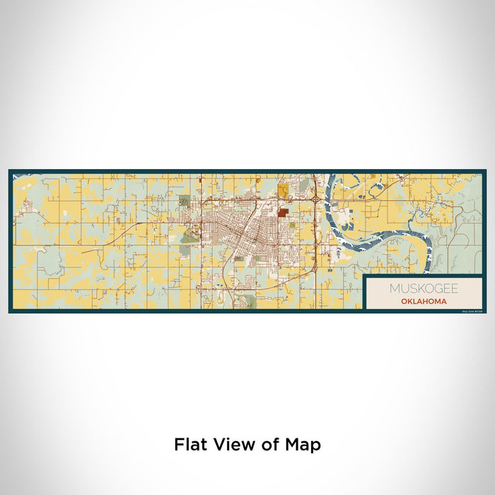 Flat View of Map Custom Muskogee Oklahoma Map Enamel Mug in Woodblock