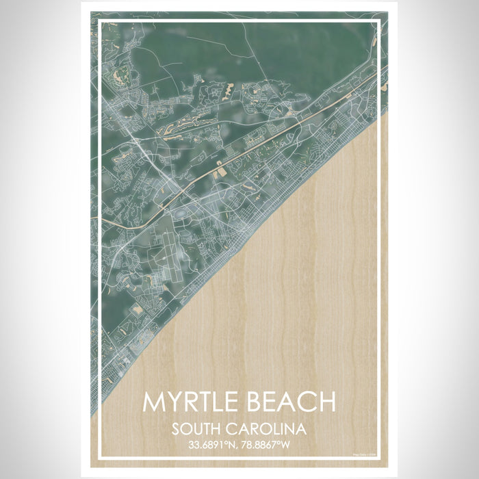 Myrtle Beach South Carolina Map Print Portrait Orientation in Afternoon Style With Shaded Background