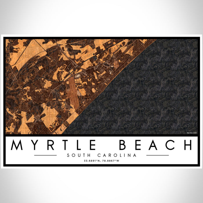 Myrtle Beach South Carolina Map Print Landscape Orientation in Ember Style With Shaded Background