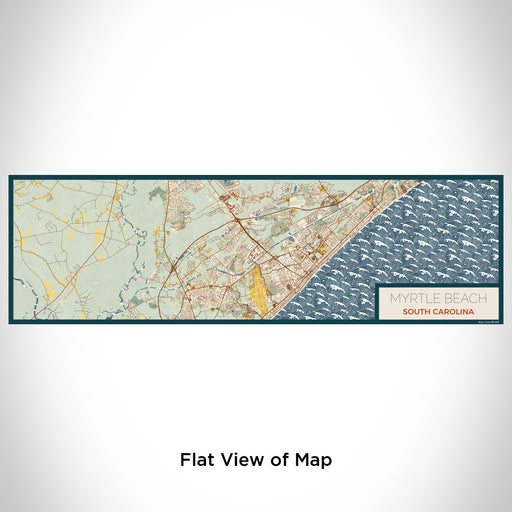 Flat View of Map Custom Myrtle Beach South Carolina Map Enamel Mug in Woodblock