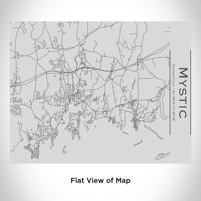 Rendered View of Mystic Connecticut Map Engraving on 20oz Stainless Steel Insulated Bottle with Bamboo Top