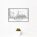 12x18 Mystic Connecticut Map Print Landscape Orientation in Classic Style With Small Cactus Plant in White Planter