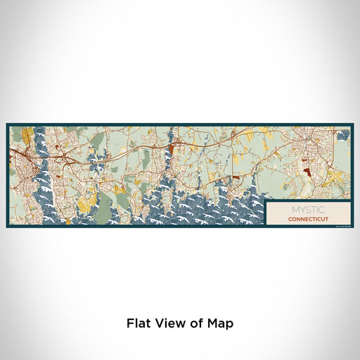 Flat View of Map Custom Mystic Connecticut Map Enamel Mug in Woodblock