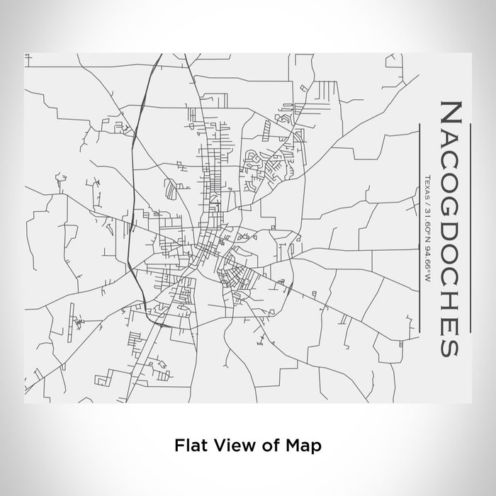 Rendered View of Nacogdoches Texas Map Engraving on 20oz Stainless Steel Insulated Bottle with Bamboo Top in White