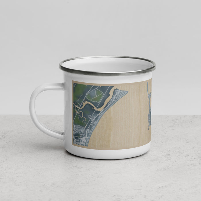 Left View Custom Nahant Massachusetts Map Enamel Mug in Afternoon