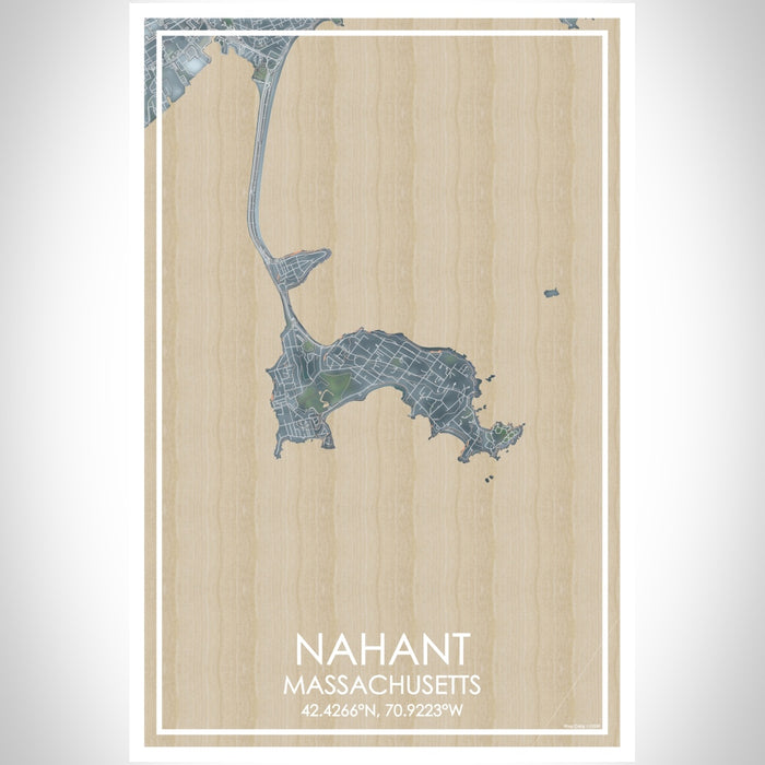 Nahant Massachusetts Map Print Portrait Orientation in Afternoon Style With Shaded Background