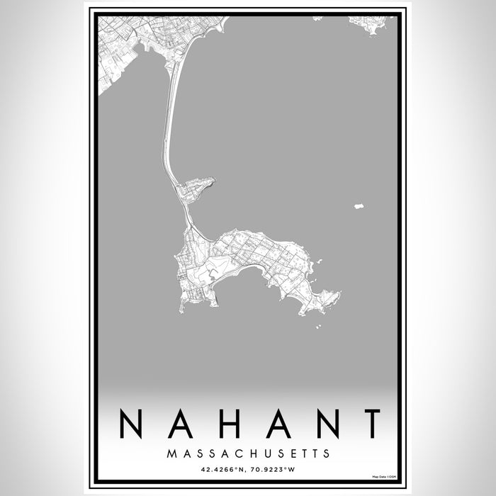 Nahant Massachusetts Map Print Portrait Orientation in Classic Style With Shaded Background