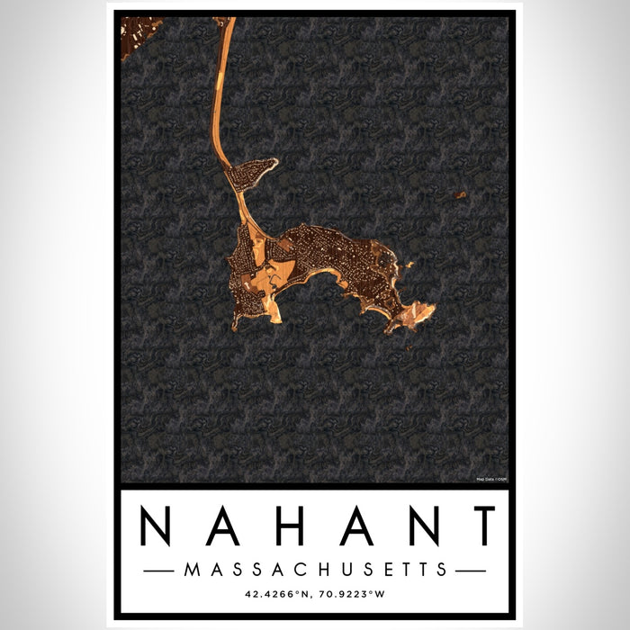 Nahant Massachusetts Map Print Portrait Orientation in Ember Style With Shaded Background