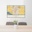 24x36 Nampa Idaho Map Print Lanscape Orientation in Woodblock Style Behind 2 Chairs Table and Potted Plant