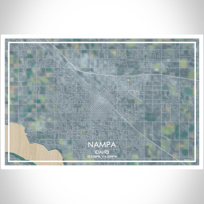 Nampa Idaho Map Print Landscape Orientation in Afternoon Style With Shaded Background