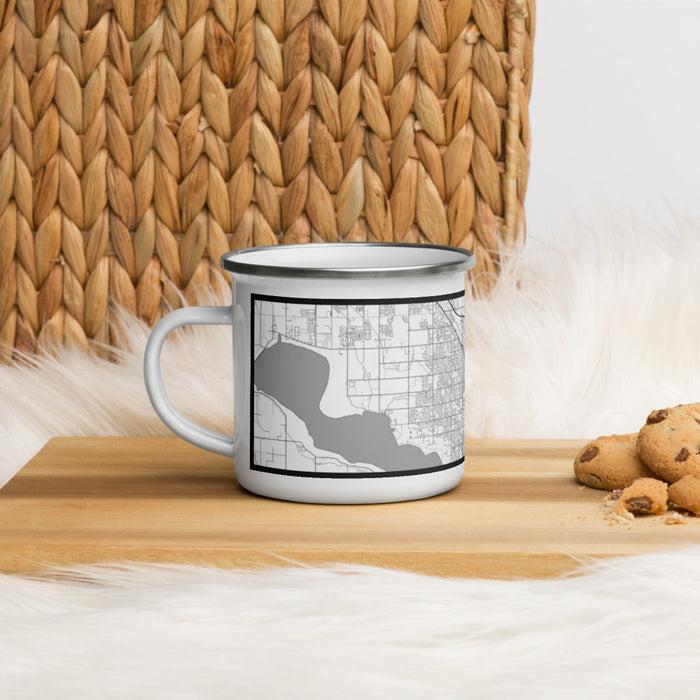 Left View Custom Nampa Idaho Map Enamel Mug in Classic on Table Top