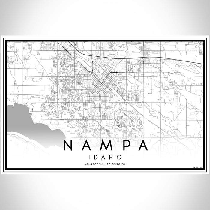 Nampa Idaho Map Print Landscape Orientation in Classic Style With Shaded Background