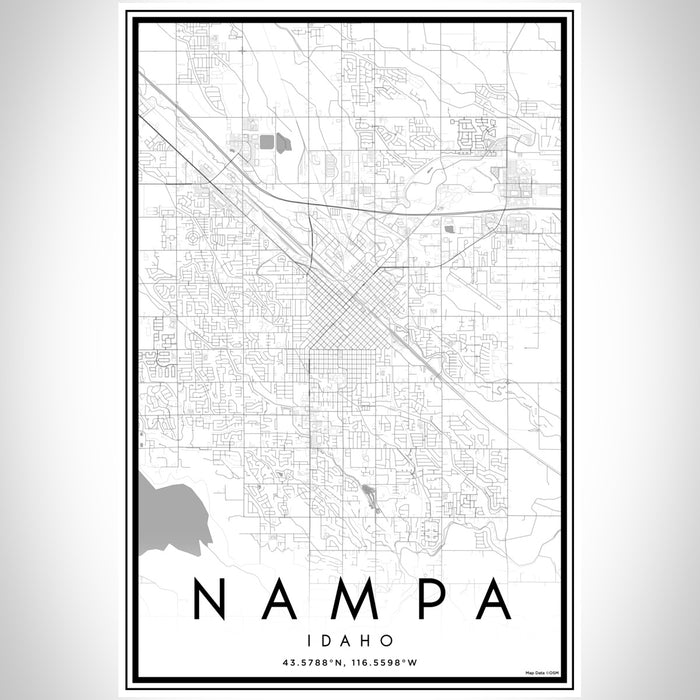 Nampa Idaho Map Print Portrait Orientation in Classic Style With Shaded Background