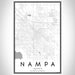 Nampa Idaho Map Print Portrait Orientation in Classic Style With Shaded Background