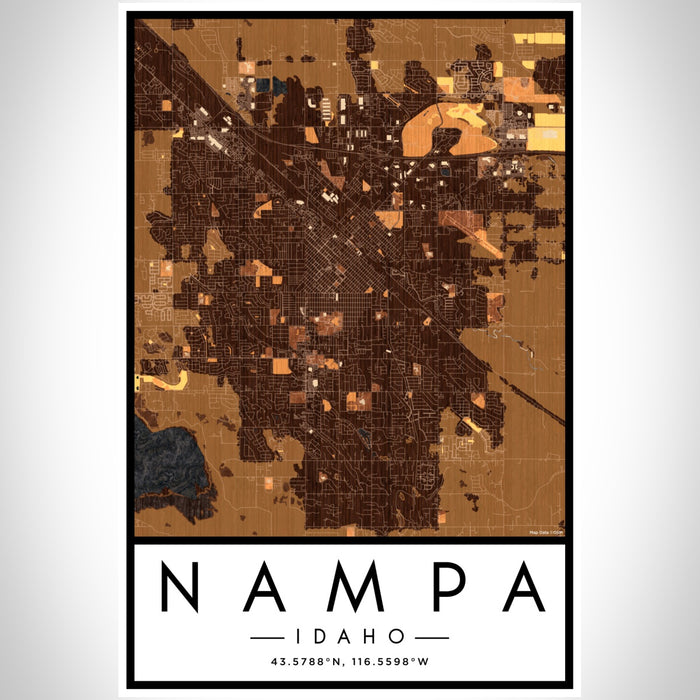 Nampa Idaho Map Print Portrait Orientation in Ember Style With Shaded Background