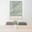 24x36 Nantahala National Forest Map Print Portrait Orientation in Woodblock Style Behind 2 Chairs Table and Potted Plant