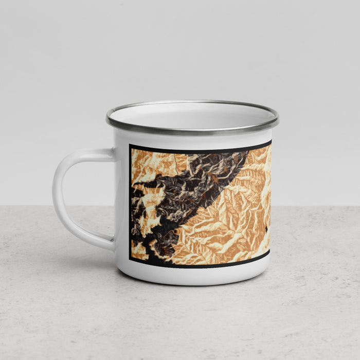 Left View Custom Nantahala National Forest Map Enamel Mug in Ember