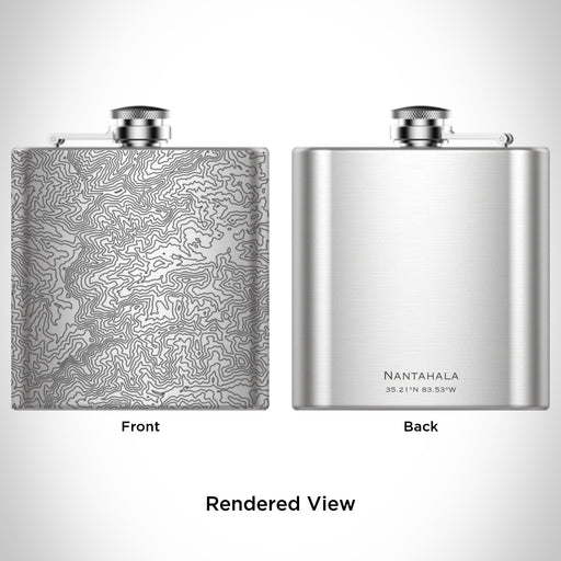 Rendered View of Nantahala National Forest Map Engraving on 6oz Stainless Steel Flask