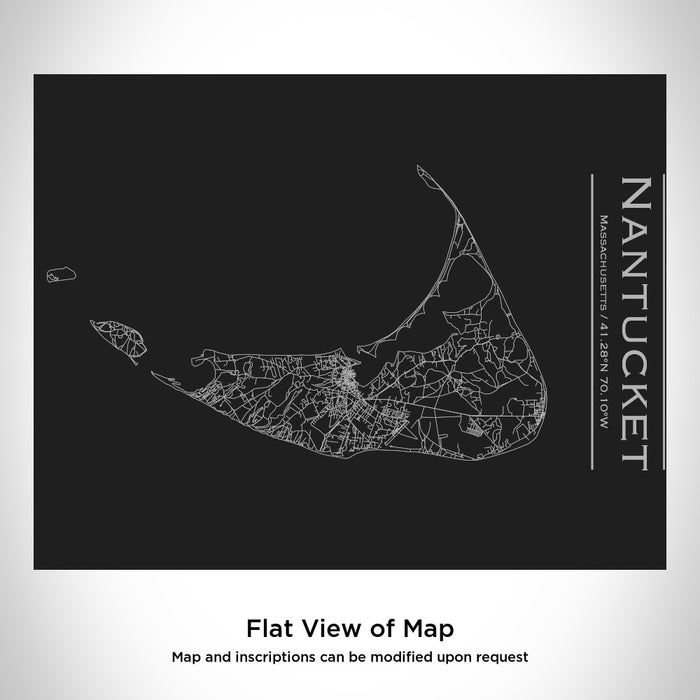 Rendered View of Nantucket Massachusetts Map Engraving on 20oz Stainless Steel Insulated Bottle with Bamboo Top in Black