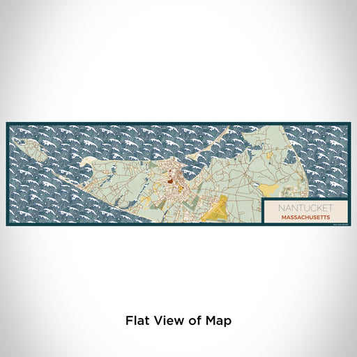 Flat View of Map Custom Nantucket Massachusetts Map Enamel Mug in Woodblock