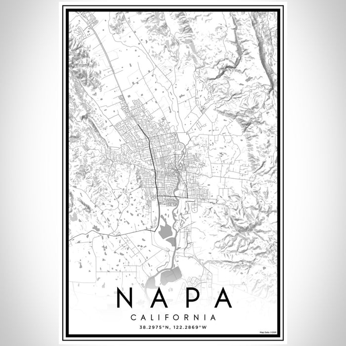Napa California Map Print Portrait Orientation in Classic Style With Shaded Background