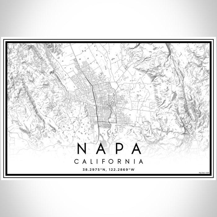Napa California Map Print Landscape Orientation in Classic Style With Shaded Background