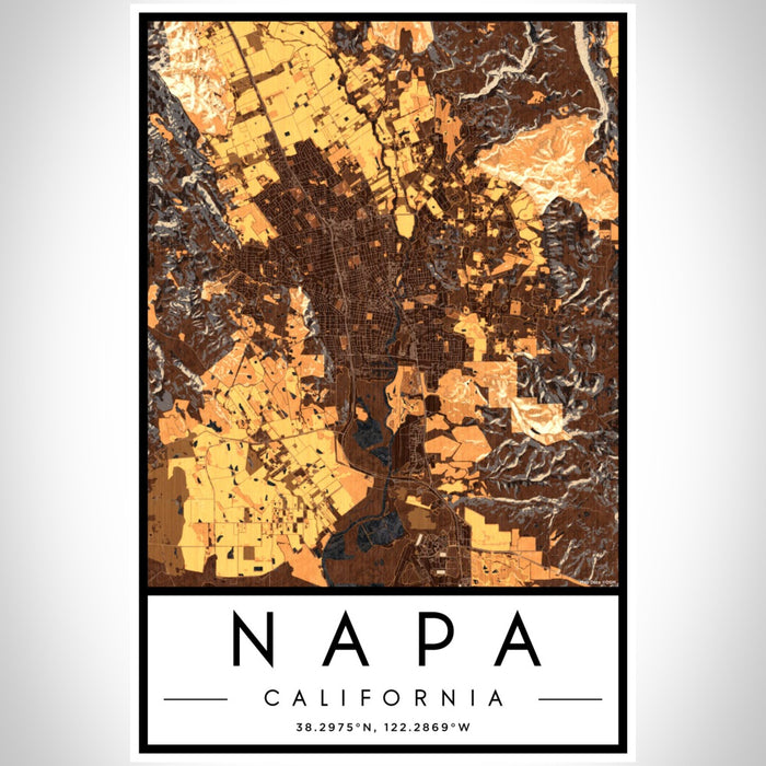 Napa California Map Print Portrait Orientation in Ember Style With Shaded Background