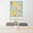 24x36 Napa California Map Print Portrait Orientation in Woodblock Style Behind 2 Chairs Table and Potted Plant