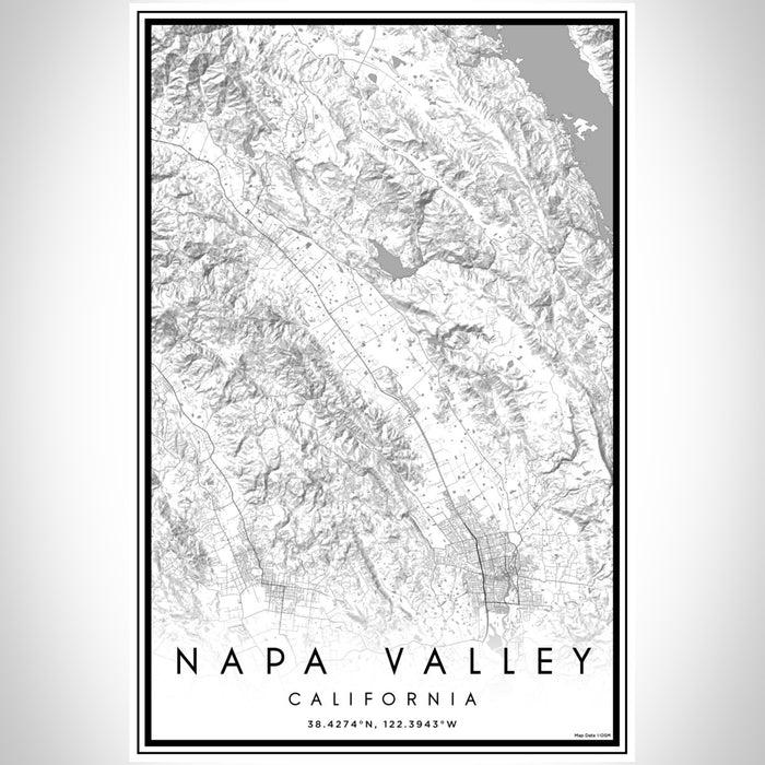 Napa Valley California Map Print Portrait Orientation in Classic Style With Shaded Background