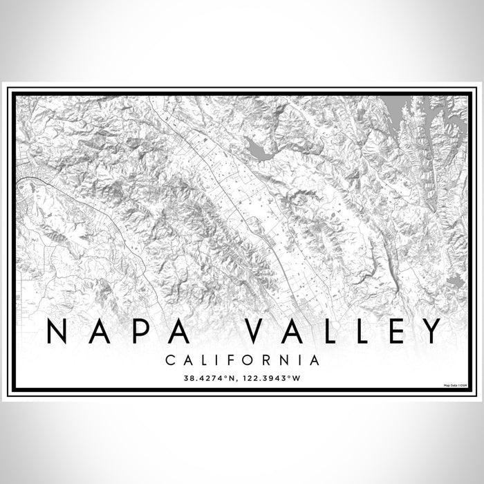 Napa Valley California Map Print Landscape Orientation in Classic Style With Shaded Background