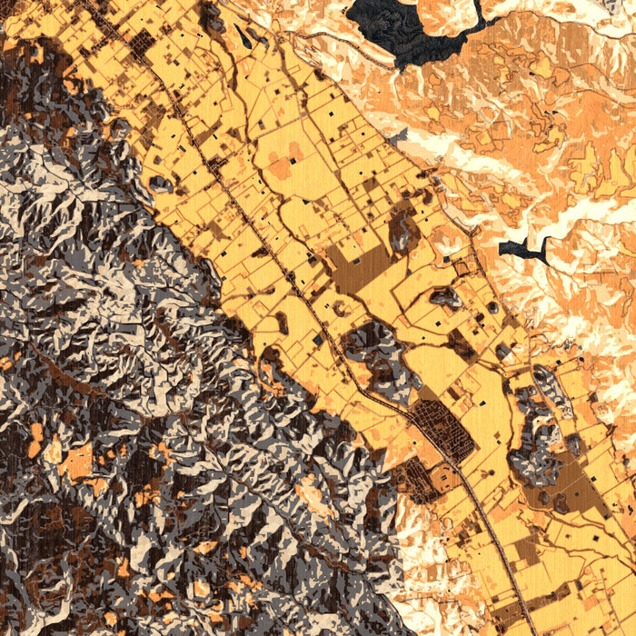 Napa Valley California Map Print in Ember Style Zoomed In Close Up Showing Details