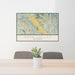 24x36 Napa Valley California Map Print Landscape Orientation in Woodblock Style Behind 2 Chairs Table and Potted Plant