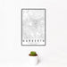 12x18 Narberth Pennsylvania Map Print Portrait Orientation in Classic Style With Small Cactus Plant in White Planter