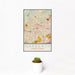 12x18 Narberth Pennsylvania Map Print Portrait Orientation in Woodblock Style With Small Cactus Plant in White Planter