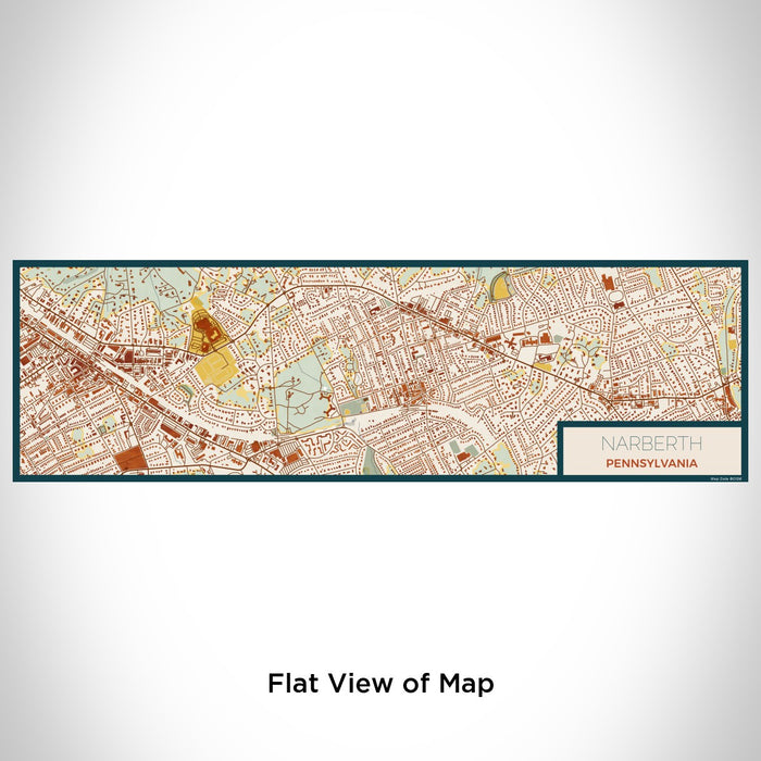 Flat View of Map Custom Narberth Pennsylvania Map Enamel Mug in Woodblock