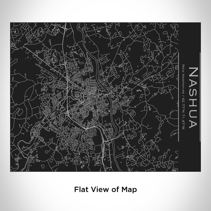 Rendered View of Nashua New Hampshire Map Engraving on 20oz Stainless Steel Insulated Bottle with Bamboo Top in Black