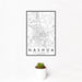 12x18 Nashua New Hampshire Map Print Portrait Orientation in Classic Style With Small Cactus Plant in White Planter