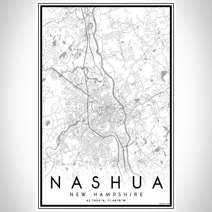 Nashua New Hampshire Map Print Portrait Orientation in Classic Style With Shaded Background